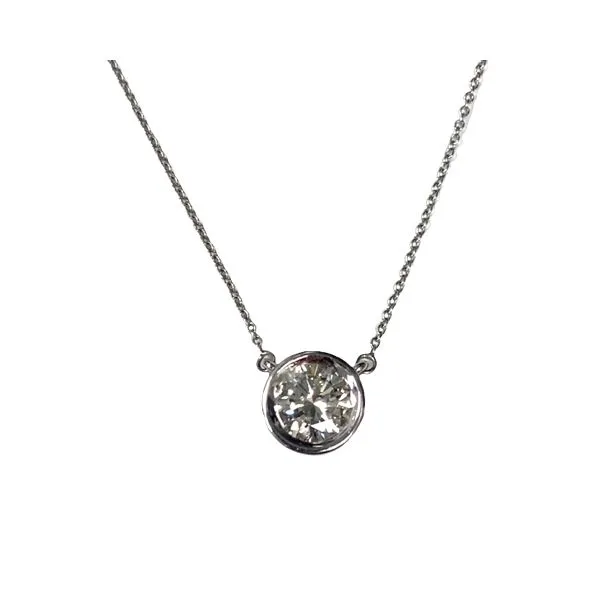 Diamond Solitaire Bezel Set Pendant Necklace Graham Jewelers Wayzata, MN