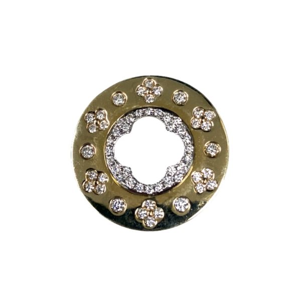 Yellow Gold Diamond Clover Motif Circular Pendant Graham Jewelers Wayzata, MN
