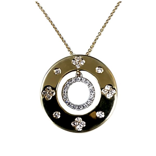 Diamond Floral Disc Charm Necklace in Yellow Gold Graham Jewelers Wayzata, MN