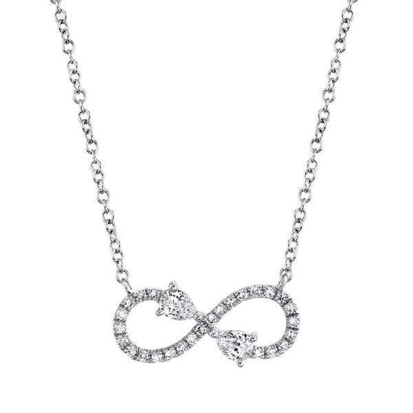 14kw .22ctw dia Pear shape Infinty Necklace 18 inch Graham Jewelers Wayzata, MN