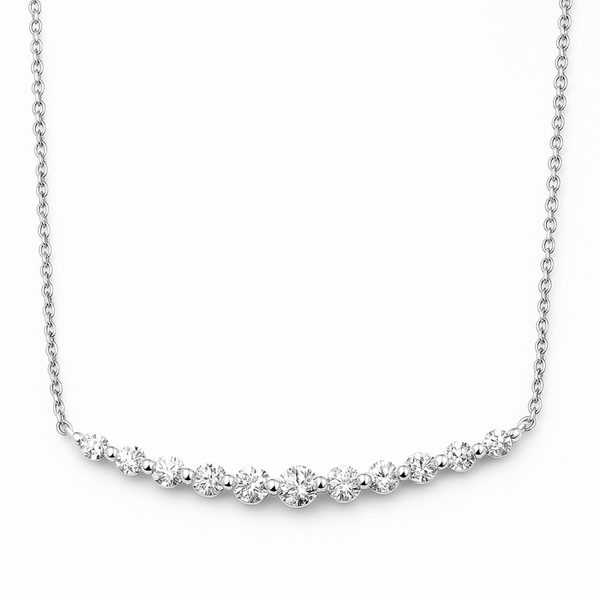 White Gold Graduated Diamond Curved Bar Necklace Graham Jewelers Wayzata, MN