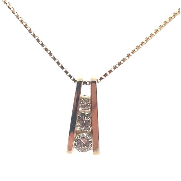 ESTATE 14ky 1.0ctw diamond pendant SI1 IJ with 21