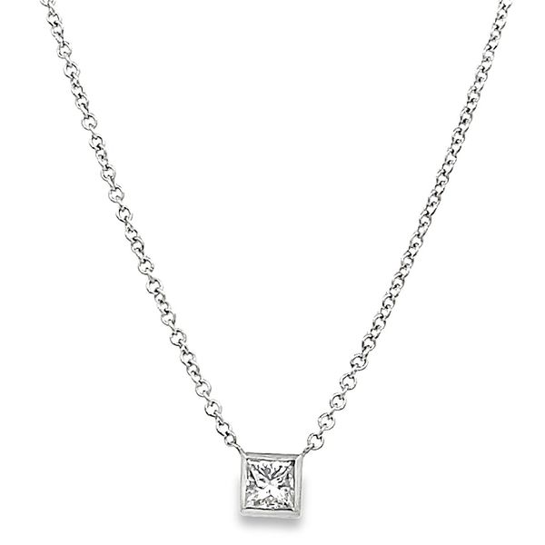 14Kt White Gold Princess Cut Bezel Pendant Graham Jewelers Wayzata, MN