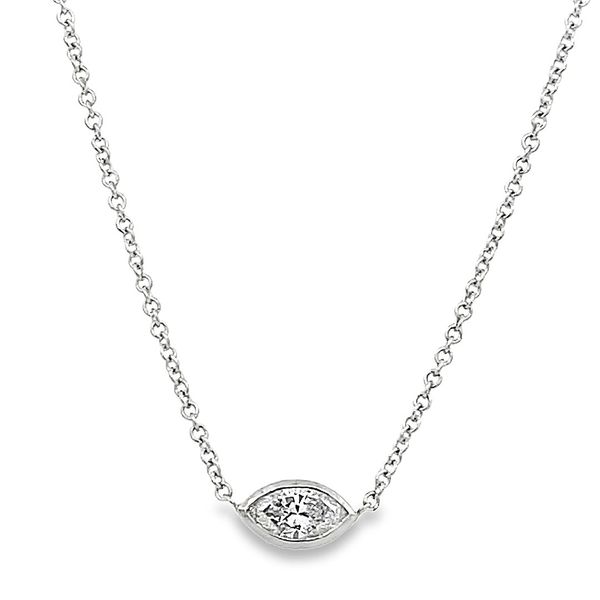 14Kt White Gold Bezel Set Marquise Pendant Graham Jewelers Wayzata, MN