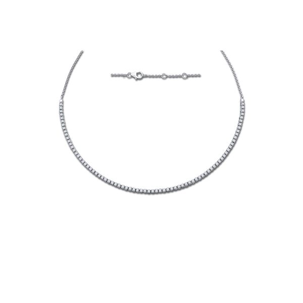 14 Karat White Gold 2.97 Carat Diamond Tennis Necklace Graham Jewelers Wayzata, MN