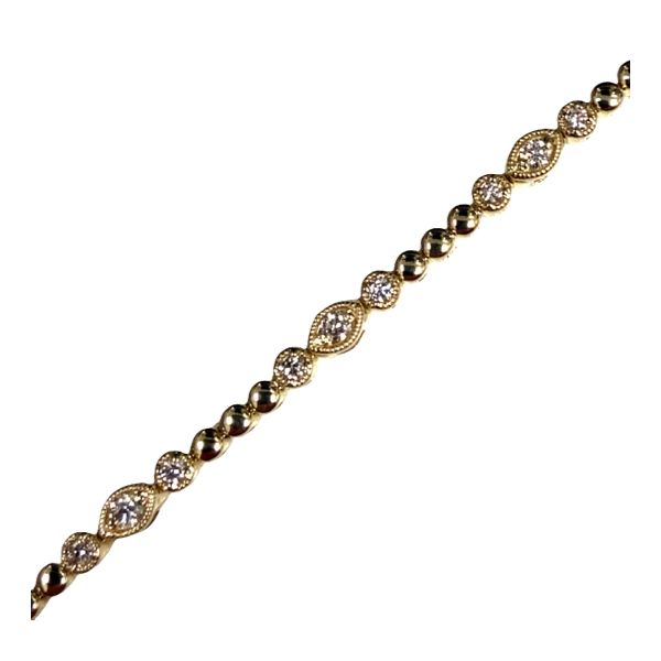 Vintage-Inspired Diamond Tennis Bracelet in Yellow Gold Image 2 Graham Jewelers Wayzata, MN