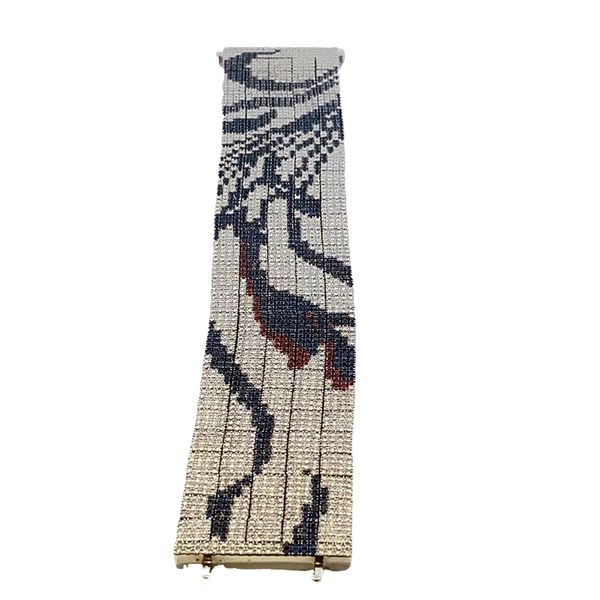 ESTATE 18kw  Multi-Panel 18.68ctw Diamond and Sapphire Statement Bracelet Image 2 Graham Jewelers Wayzata, MN