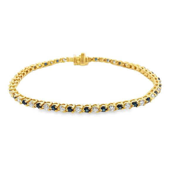 ESTATE 18ky 1.68ctw Diamond 1.40ctw Sapphire Tennis Bracelet Graham Jewelers Wayzata, MN