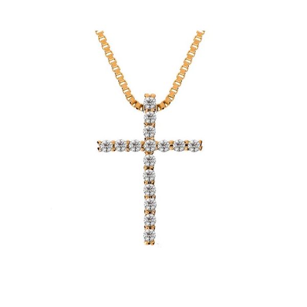 14 Karat Yellow Gold and Diamond Cross Pendant Graham Jewelers Wayzata, MN