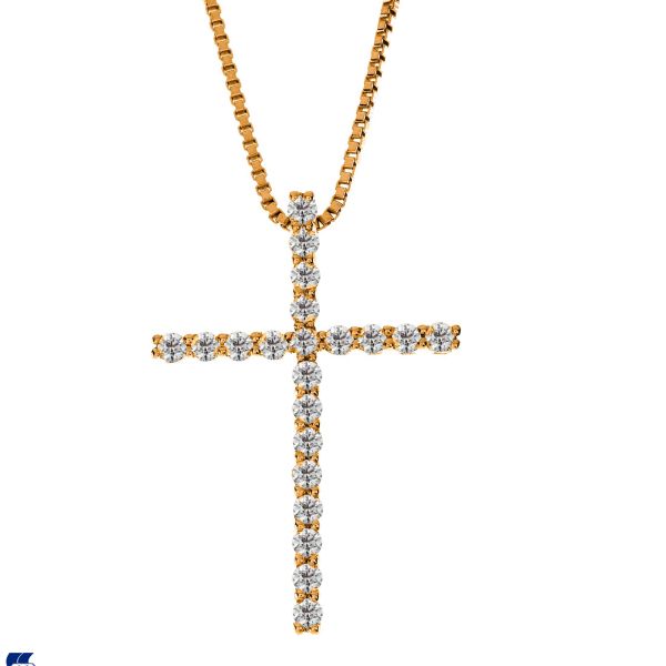 14 Karat Yellow Gold and Diamond Cross Pendant Graham Jewelers Wayzata, MN