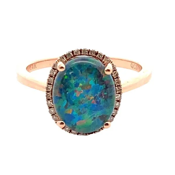 14kr Opal Doublet diamond Halo ring Graham Jewelers Wayzata, MN