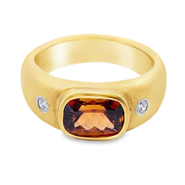 ESTATE 18ky S. Vincent Brown Zircon diamond Cigar ring Graham Jewelers Wayzata, MN