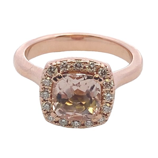 ESTATE 14kr Morganite Diamond Halo ring Graham Jewelers Wayzata, MN