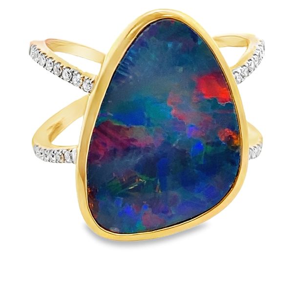 14ky Australian Opal Doublet diamond accents ring Graham Jewelers Wayzata, MN