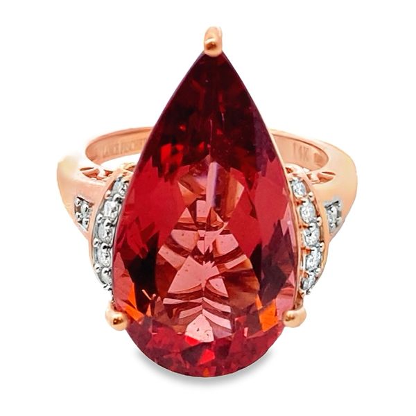 14kr Lance Fischer 12.55ct Red Apatite .19ctw dia ring Graham Jewelers Wayzata, MN