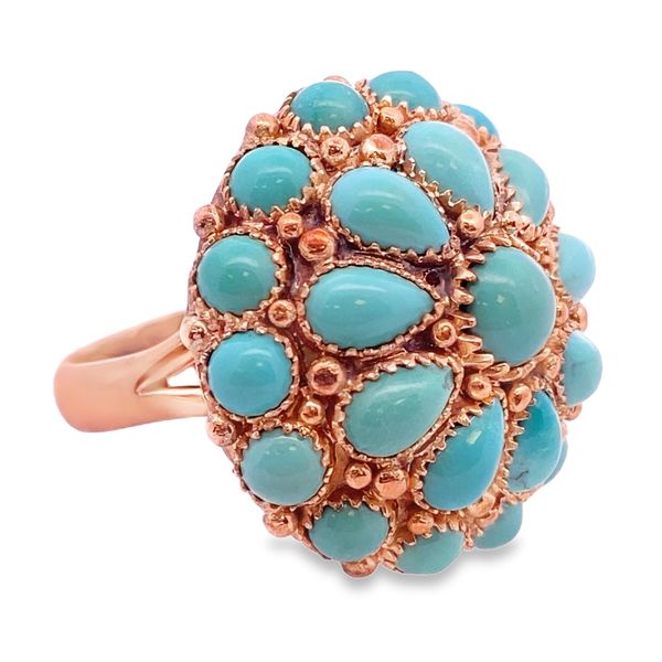 ESTATE 14ky Turquoise Cluster Dome Vintage ring Image 2 Graham Jewelers Wayzata, MN