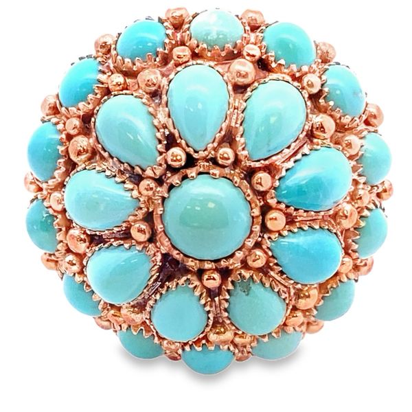 ESTATE 14ky Turquoise Cluster Dome Vintage ring Graham Jewelers Wayzata, MN