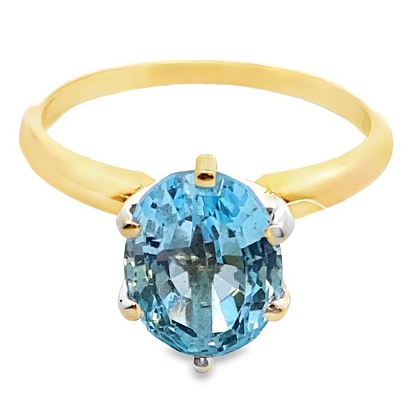 ESTATE 14ky 1.75ct Blue Topaz Oval Solitaire ring Graham Jewelers Wayzata, MN