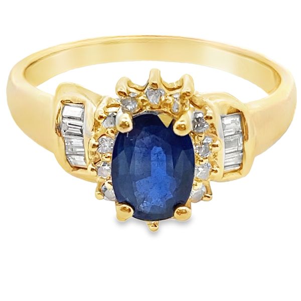 ESTATE 14ky 1.0ct Sapphire Diamond Halo ring Graham Jewelers Wayzata, MN