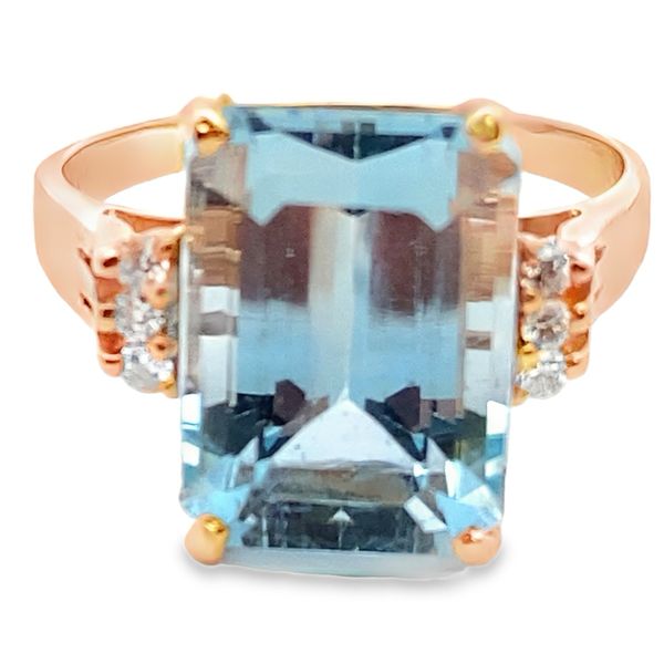 ESTATE 14Ky 9.1ct Aquamarine diamond  ring size 8.5 Graham Jewelers Wayzata, MN