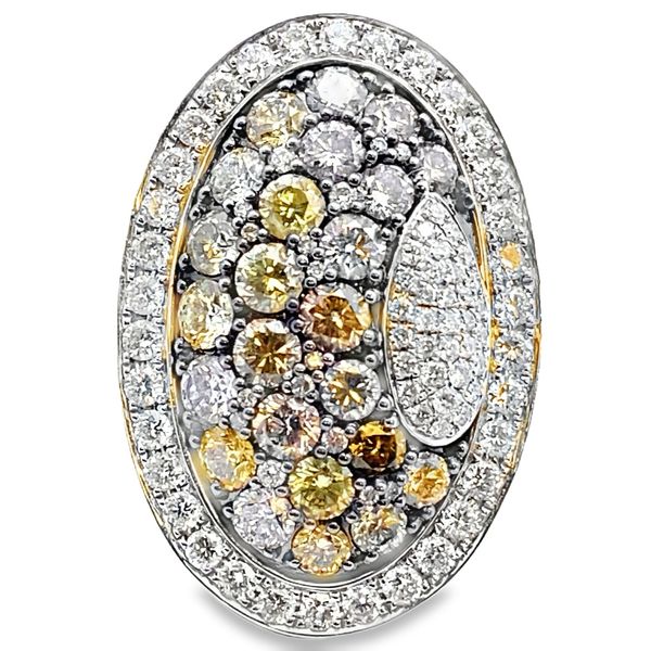 ESTATE 14kw Fancy Colored Diamond Cluster halo ring Graham Jewelers Wayzata, MN