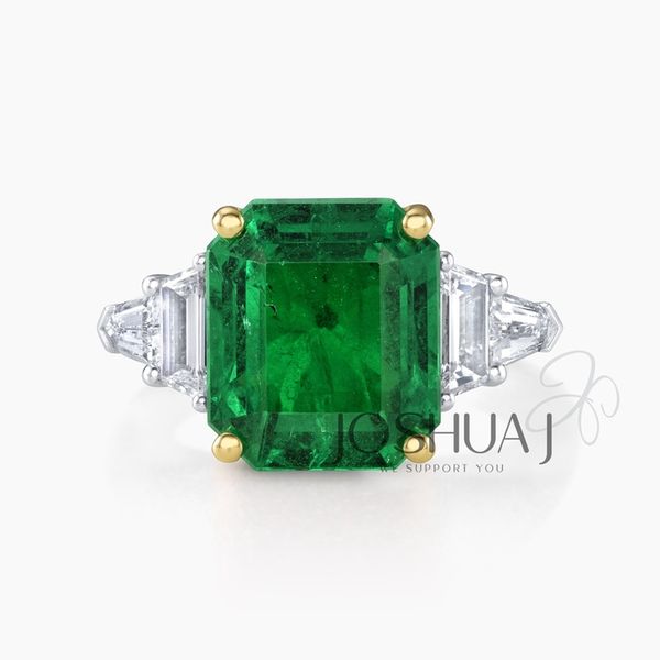 Joshua J Emerald Cut Emerald and Diamond Five Stone Ring Graham Jewelers Wayzata, MN