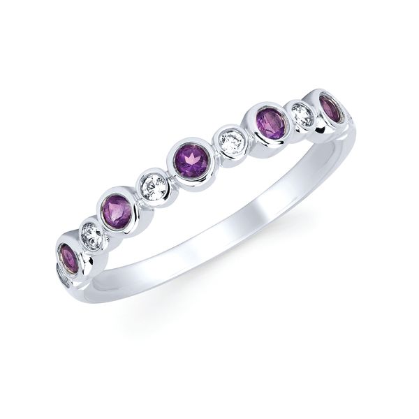 Amethyst and Diamond Bezel Set Stackable Band Graham Jewelers Wayzata, MN