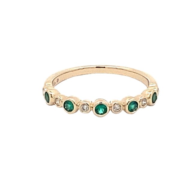 Emerald and Diamond Bezel Set Stackable Band Graham Jewelers Wayzata, MN