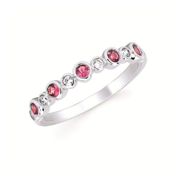 Pink Tourmaline and Diamond Bezel Set Stackable Band Graham Jewelers Wayzata, MN