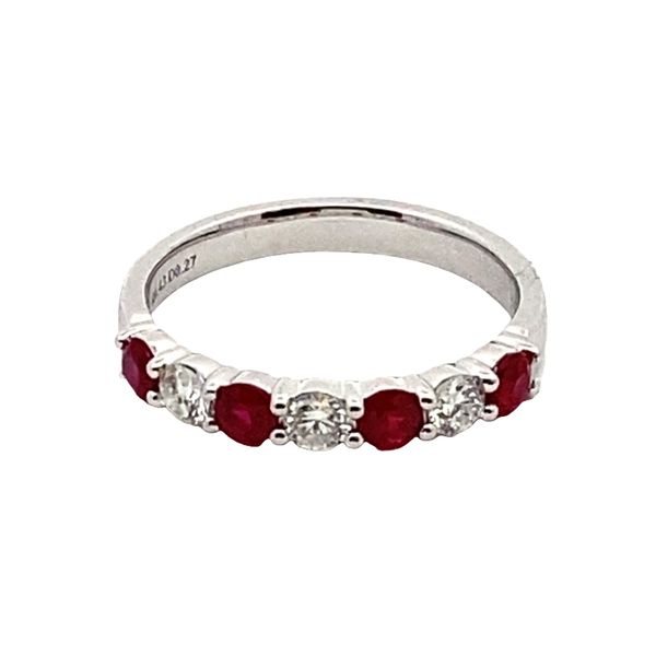Joshua J White Gold Alternating Red Ruby and Diamond Ring Image 2 Graham Jewelers Wayzata, MN