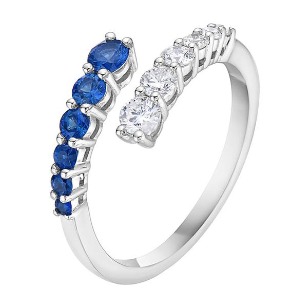 Blue Sapphire and Dimaond Bypass Ring Image 2 Graham Jewelers Wayzata, MN