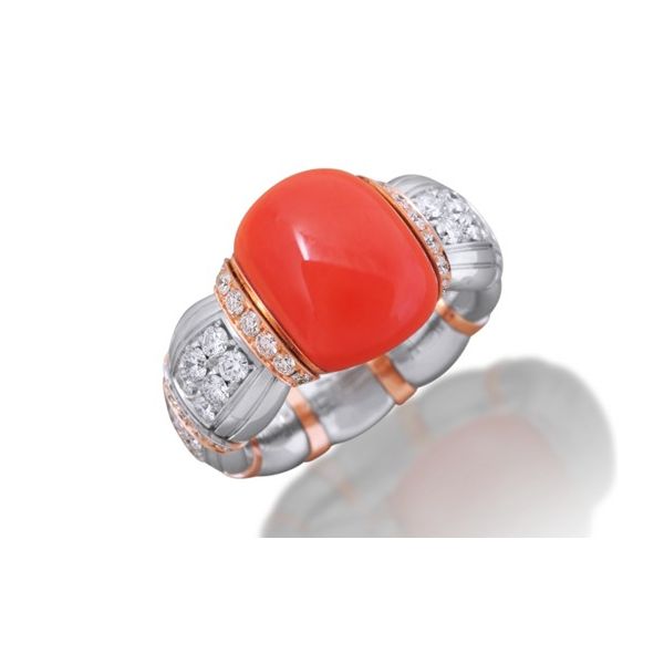 Picchiotti-18Kt White and Rose Gold Coral Ring Graham Jewelers Wayzata, MN