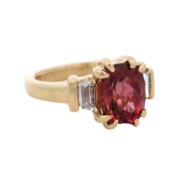 Three Stone Pink Tourmaline and Diamond Ring Image 2 Graham Jewelers Wayzata, MN