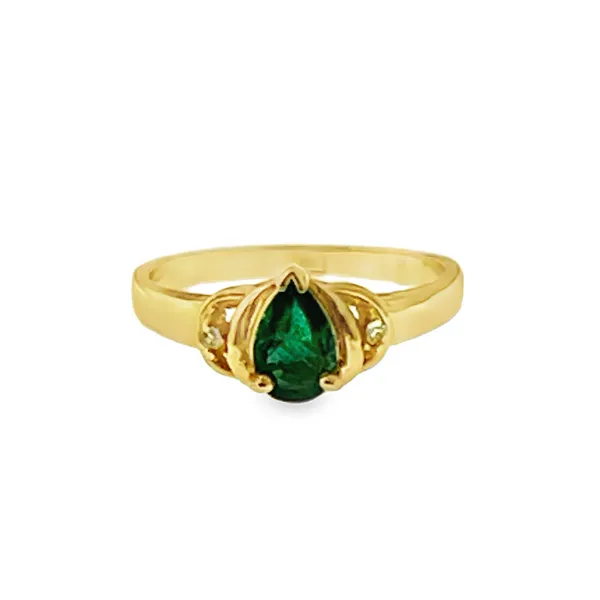 Yellow Gold Ring with Pear-Shaped Emerald Graham Jewelers Wayzata, MN