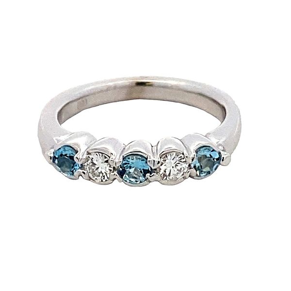 14K White Gold Aquamarine & Diamond Band Graham Jewelers Wayzata, MN