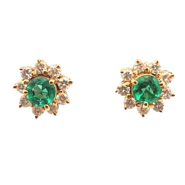 ESTATE .84ct aprox Emeralds .63ctw dia Halo studs Graham Jewelers Wayzata, MN