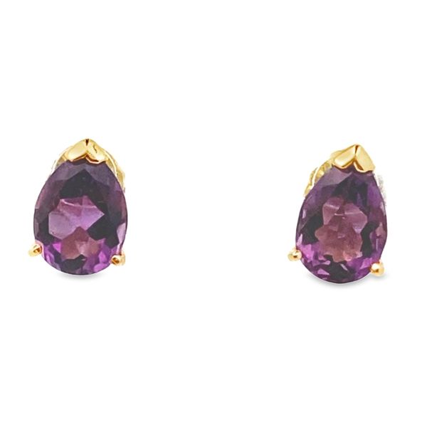 ESTATE 14ky 1.9ctw Amethyst Pear shaped studs Graham Jewelers Wayzata, MN