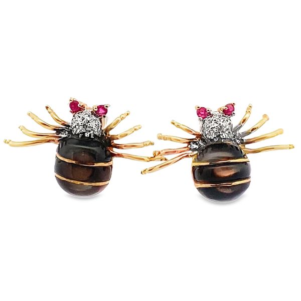 estate 14ky Black Widow Spider MOP/dia/rby studs Graham Jewelers Wayzata, MN