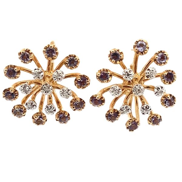 ESTATE 14ky Tanzanite and diamond Starburst Dangle earrings Graham Jewelers Wayzata, MN