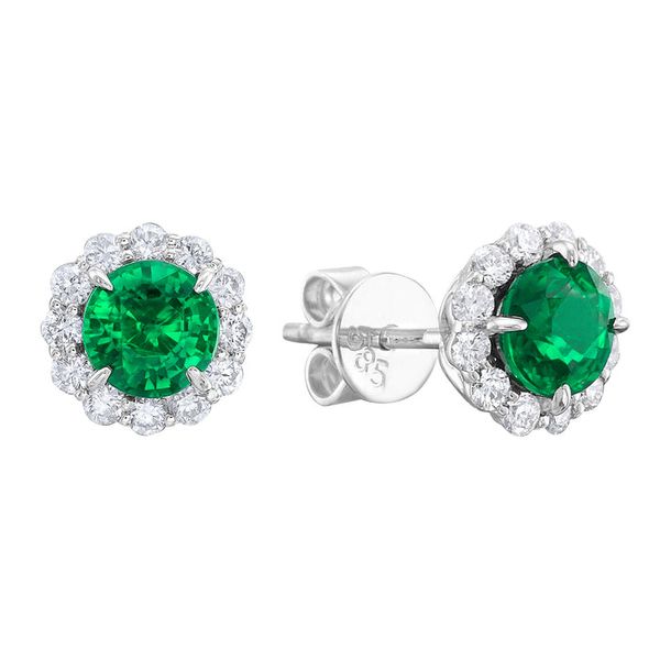 Emerald and Diamond Halo Earrings Graham Jewelers Wayzata, MN