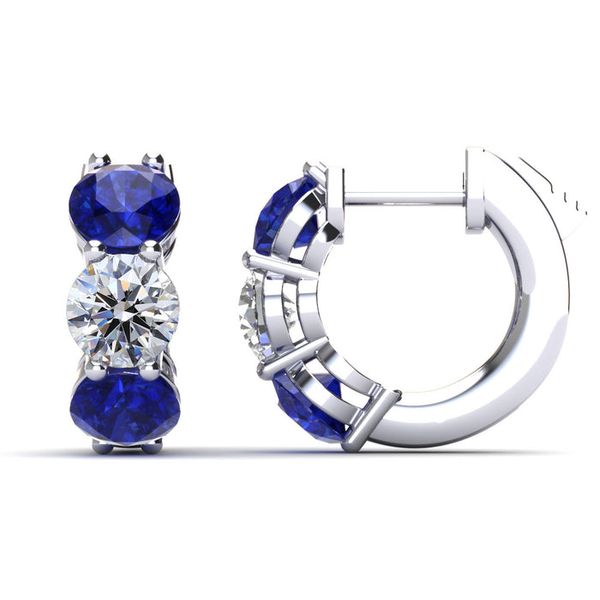 Blue Sapphire and Diamond Huggie Earrings Graham Jewelers Wayzata, MN