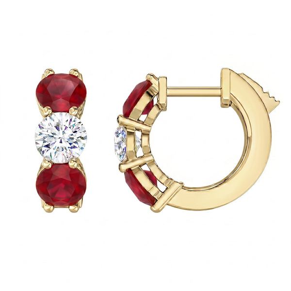 Ruby and Diamond Huggie Earrings Graham Jewelers Wayzata, MN