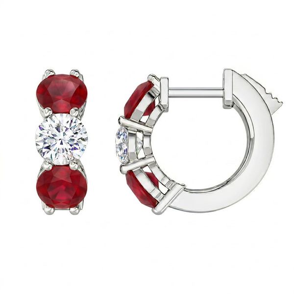 Ruby and Diamond Huggie Earrings Graham Jewelers Wayzata, MN