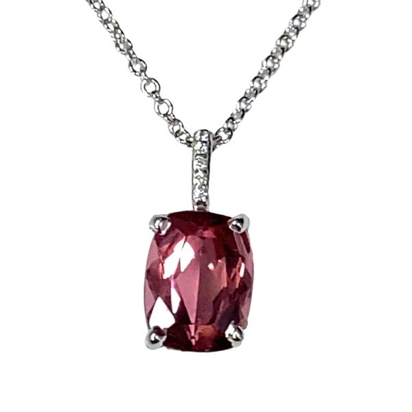 Pink Tourmaline and Diamond Hidden Halo Pendant Graham Jewelers Wayzata, MN
