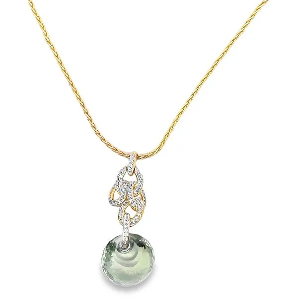 14ky Green praisiolite and diamonds pendant necklace Graham Jewelers Wayzata, MN