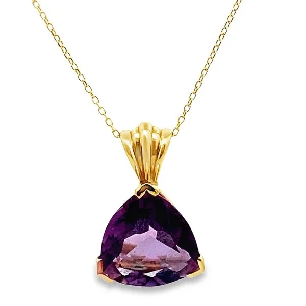14ky Trillion cut Amethyst Pendant necklace Graham Jewelers Wayzata, MN