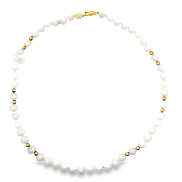 ESTATE Ming's of Hong Kong 14Ky White Jade Beaded Necklace Graham Jewelers Wayzata, MN