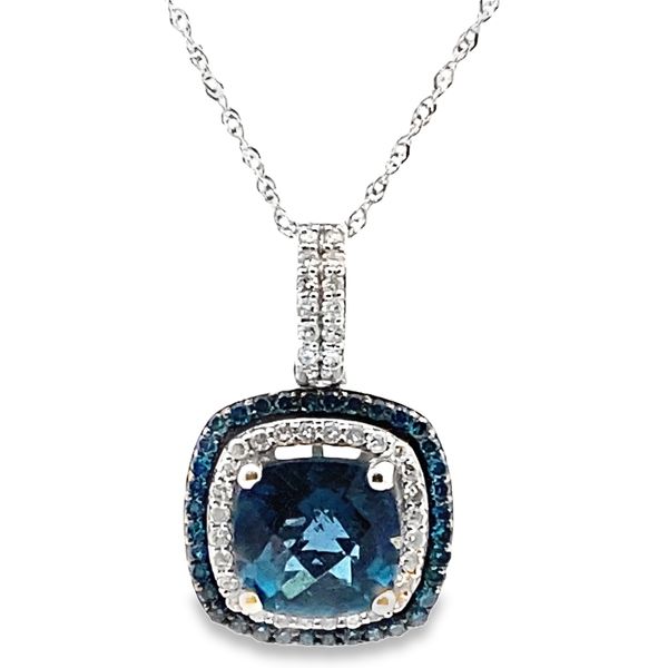 ESTATE 14kw Topaz and diamonds Halo pendant necklace Graham Jewelers Wayzata, MN