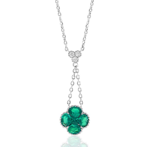 18Kt White Gold Emerald Clover Pendant Graham Jewelers Wayzata, MN