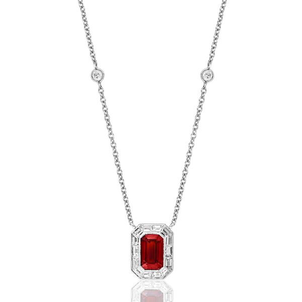 18Kt White Gold Ruby Halo Pendant Graham Jewelers Wayzata, MN